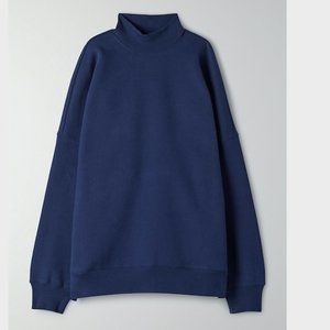 Navy Cozy Fleece Boyfriend Mock Sweatshirt - Size2